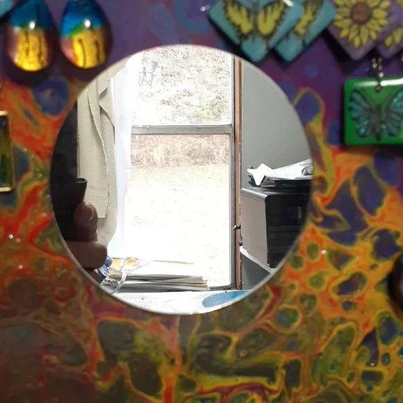 Hand Crafted Earring Jewelry Holder Painted Necklaces Vinyl Record Upcycle Wall - Picture 10 of 15